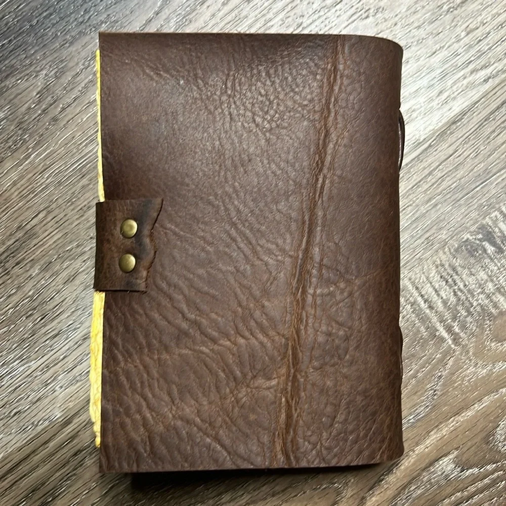 Hand Crafted OOAK Unique Leather Vintage Journal with Antique Deckle Edge Paper - Picture 3 of 12